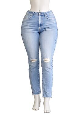 Good American Good Legs High Rise Skinny Jeans Fray Waist - Size 26 Plus